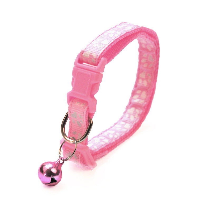 Cute Solid Color Footprints Puppy Bell Collar