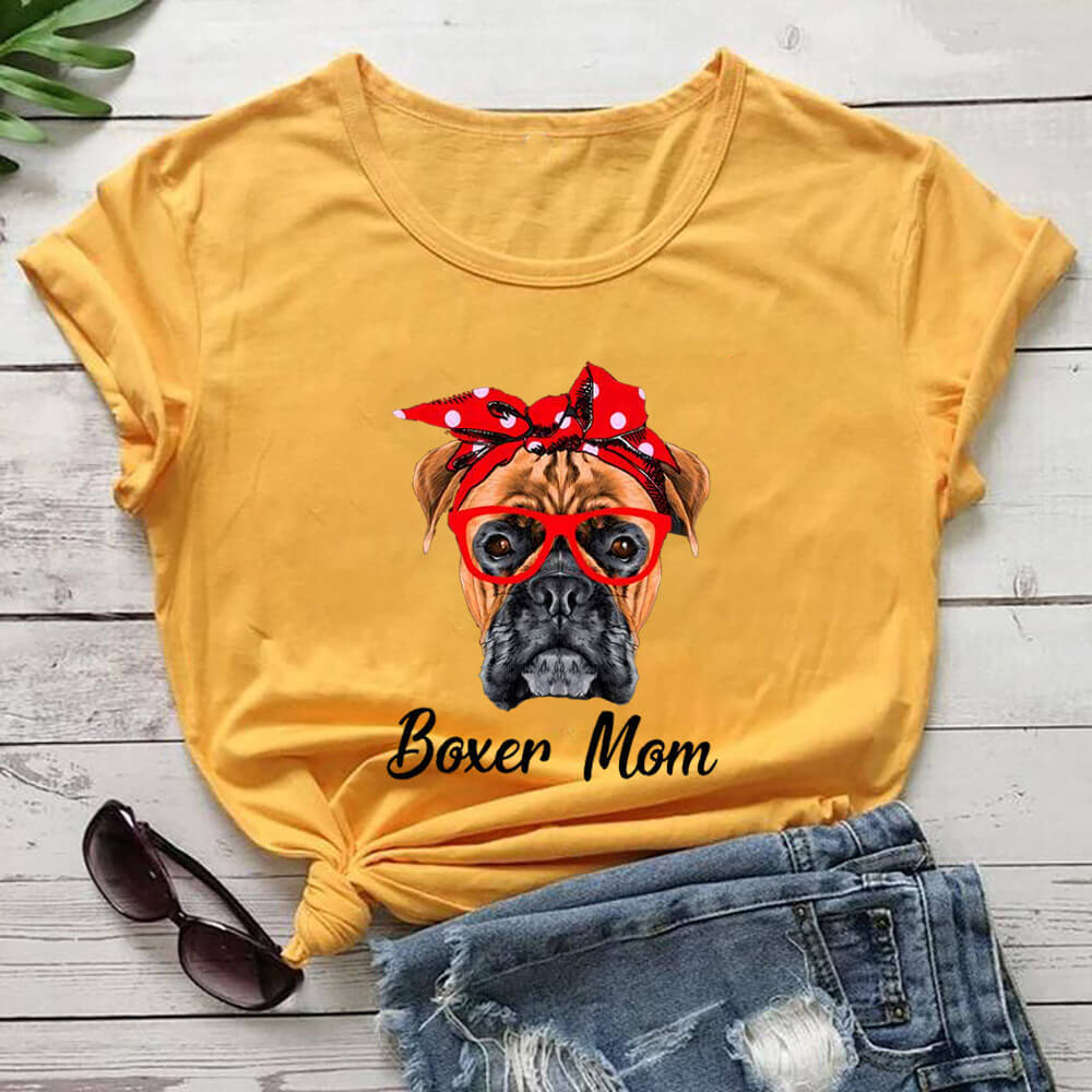 Cute Pet Mom Summer T-shirt European And American Round Neck Short Sleeve