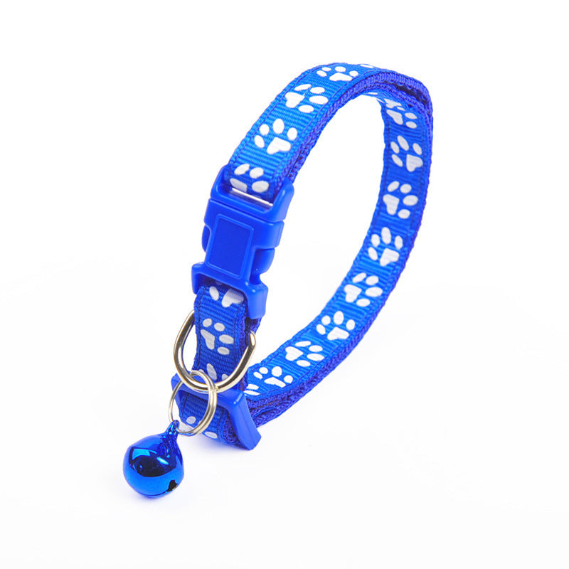 Cute Solid Color Footprints Puppy Bell Collar