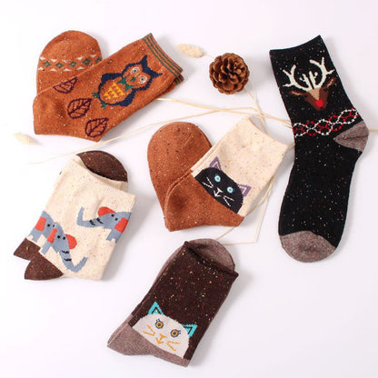 Cute Cartoon Warm Sen Elk Elephant Tube Socks