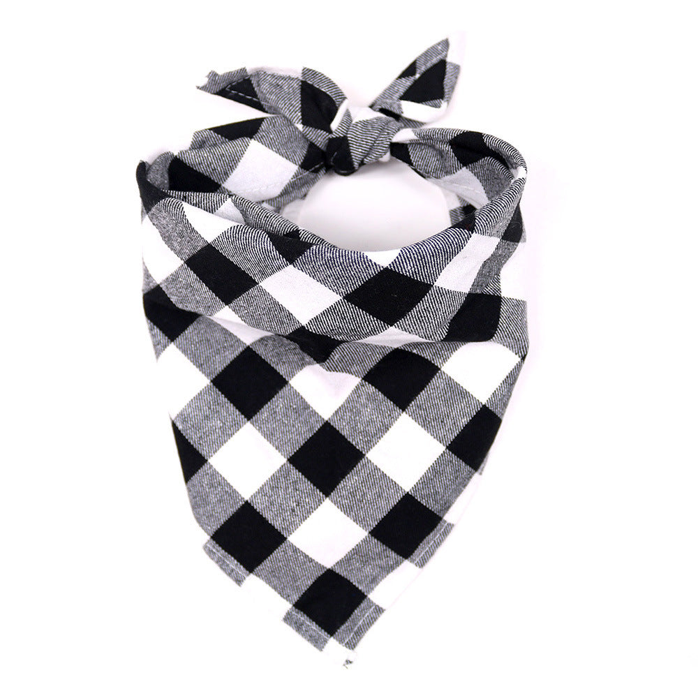 Halloween Birthday Scarf Pet Plaid Saliva Towel