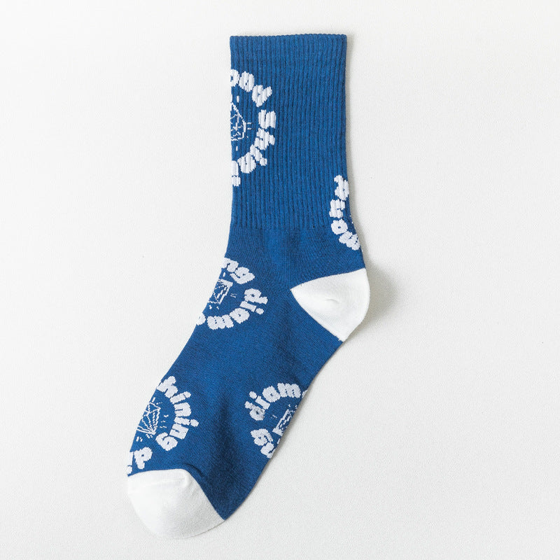 Cute Japanese Cartoon Student Blue Series Socks