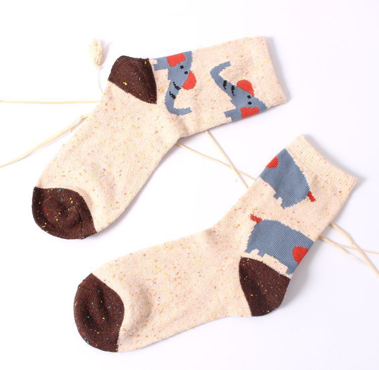 Cute Cartoon Warm Sen Elk Elephant Tube Socks