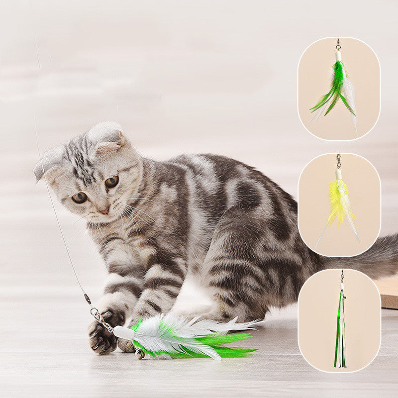 Cat Toy Infrared Funny Cat Stick Feather Three-section