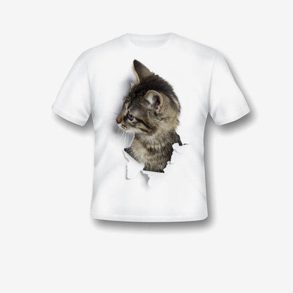 Creative Damaged Cat Print T-shirt