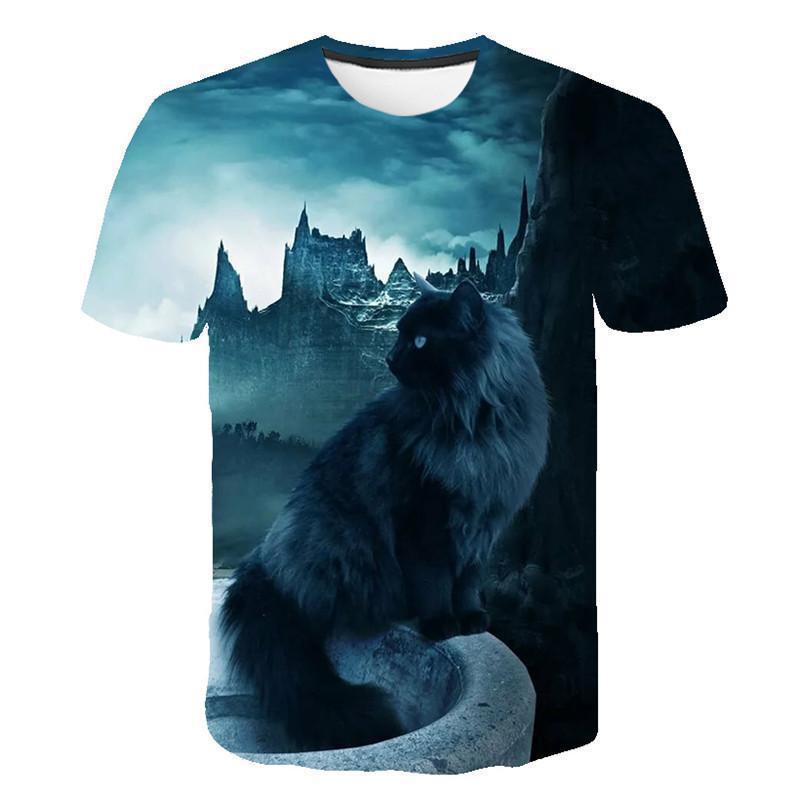 Men 3D Cat Wall Print Casual Harajuku Women T-Shirt Summer Short Sleeve O-neck Quality Tee Boys Clothes Top Female T Shirt