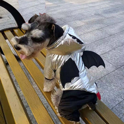 Halloween Funny Bat Silver Pet Cotton Coat