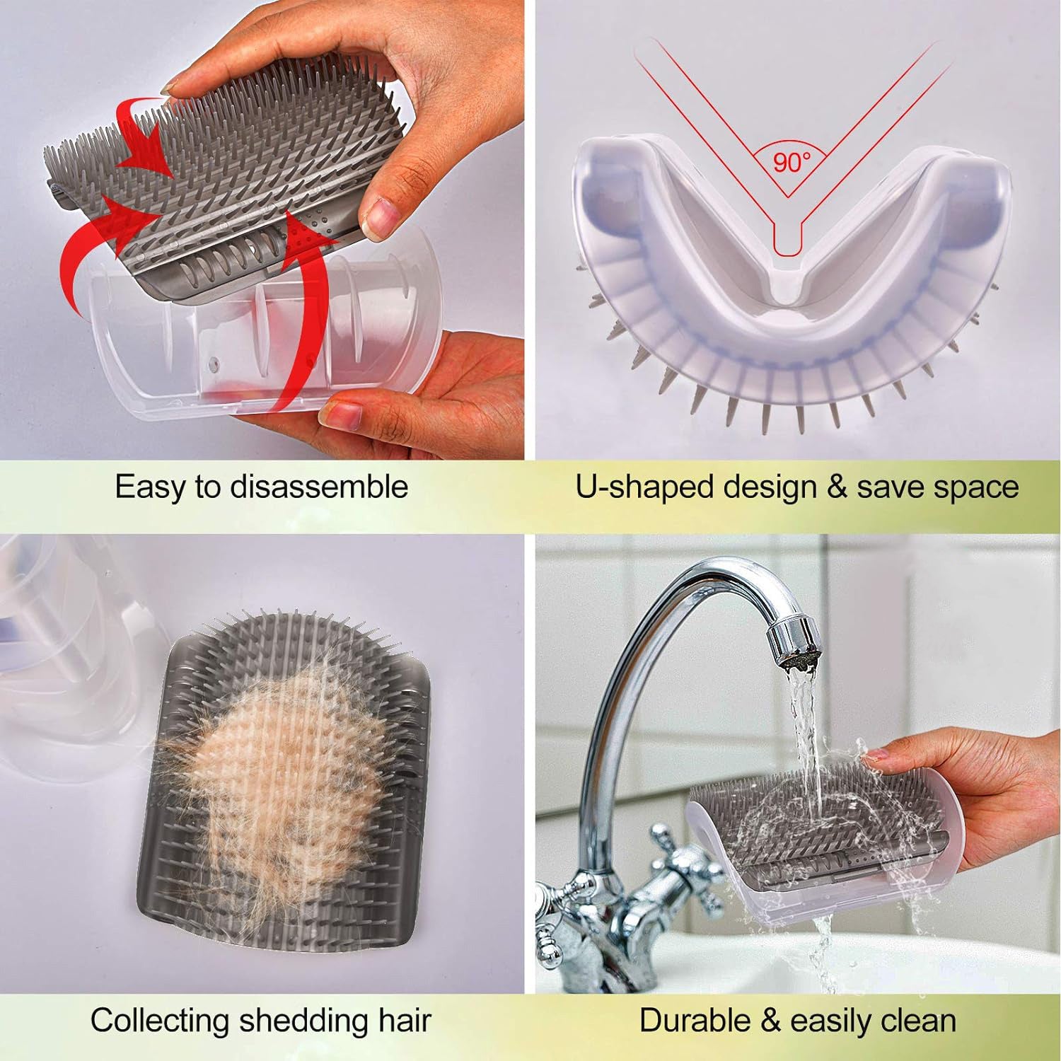 Cat Self Groomer Arch  Self Cleaning Slicker Brush Upgraded Cat Brushes Wall Corner For Shedding Grooming, Softer Massager Comb Interactive Toy For Short Long Haired Dog Kitten Puppy