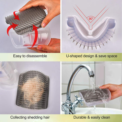 Cat Self Groomer Arch  Self Cleaning Slicker Brush Upgraded Cat Brushes Wall Corner For Shedding Grooming, Softer Massager Comb Interactive Toy For Short Long Haired Dog Kitten Puppy