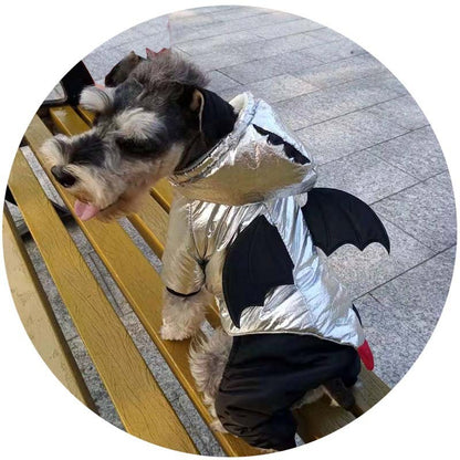 Halloween Funny Bat Silver Pet Cotton Coat