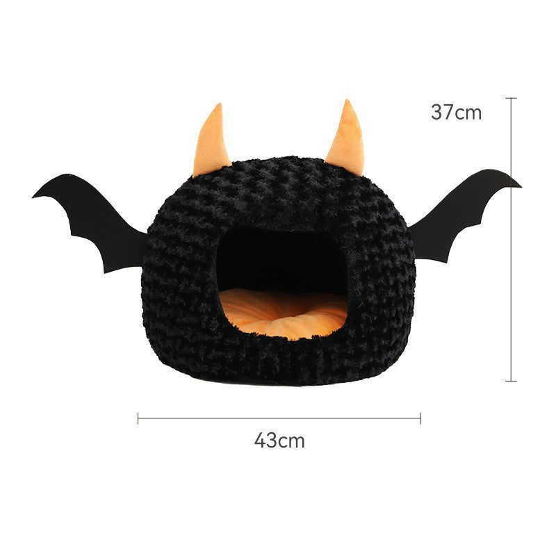 Halloween Little Devil Pet Nest Short Plush Fully Enclosed Warm