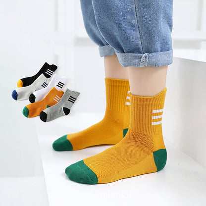 Student Socks Combed Cotton Socks Mid Tube Mesh