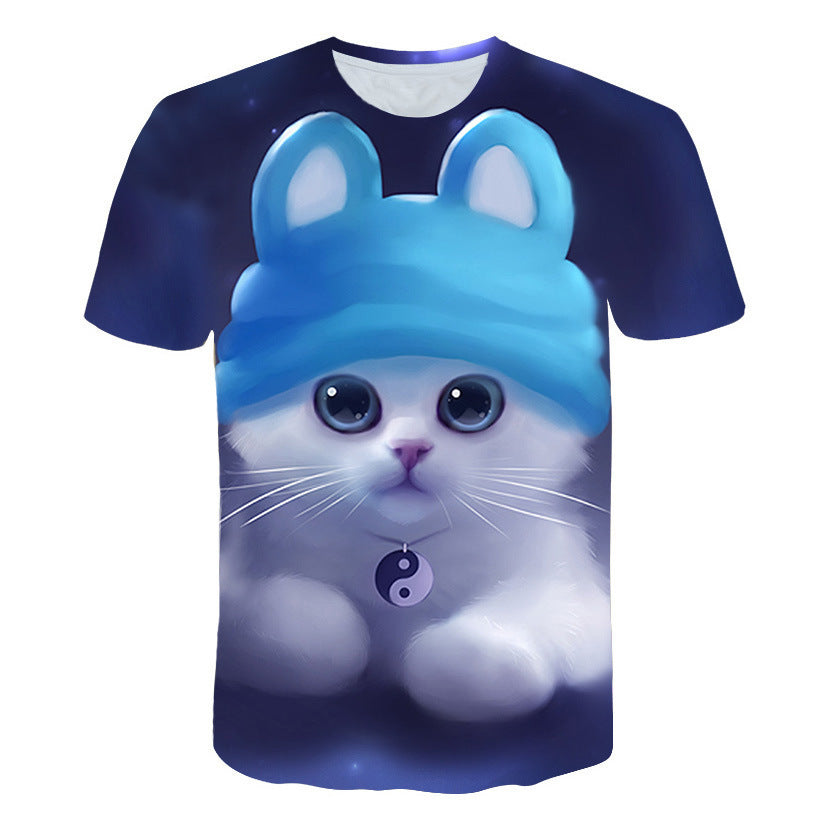 Cute Pet Cat 3D Digital Printing Casual Comfortable Breathable Men&